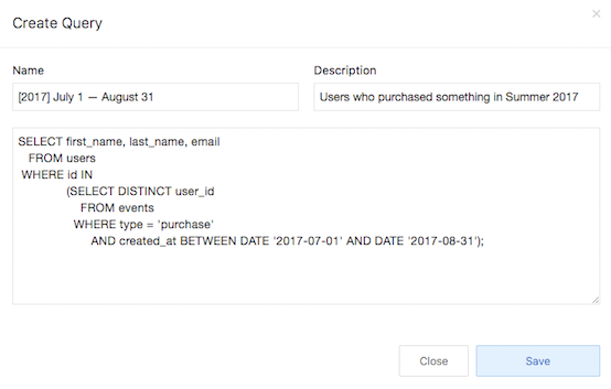 Sample SQL Segment