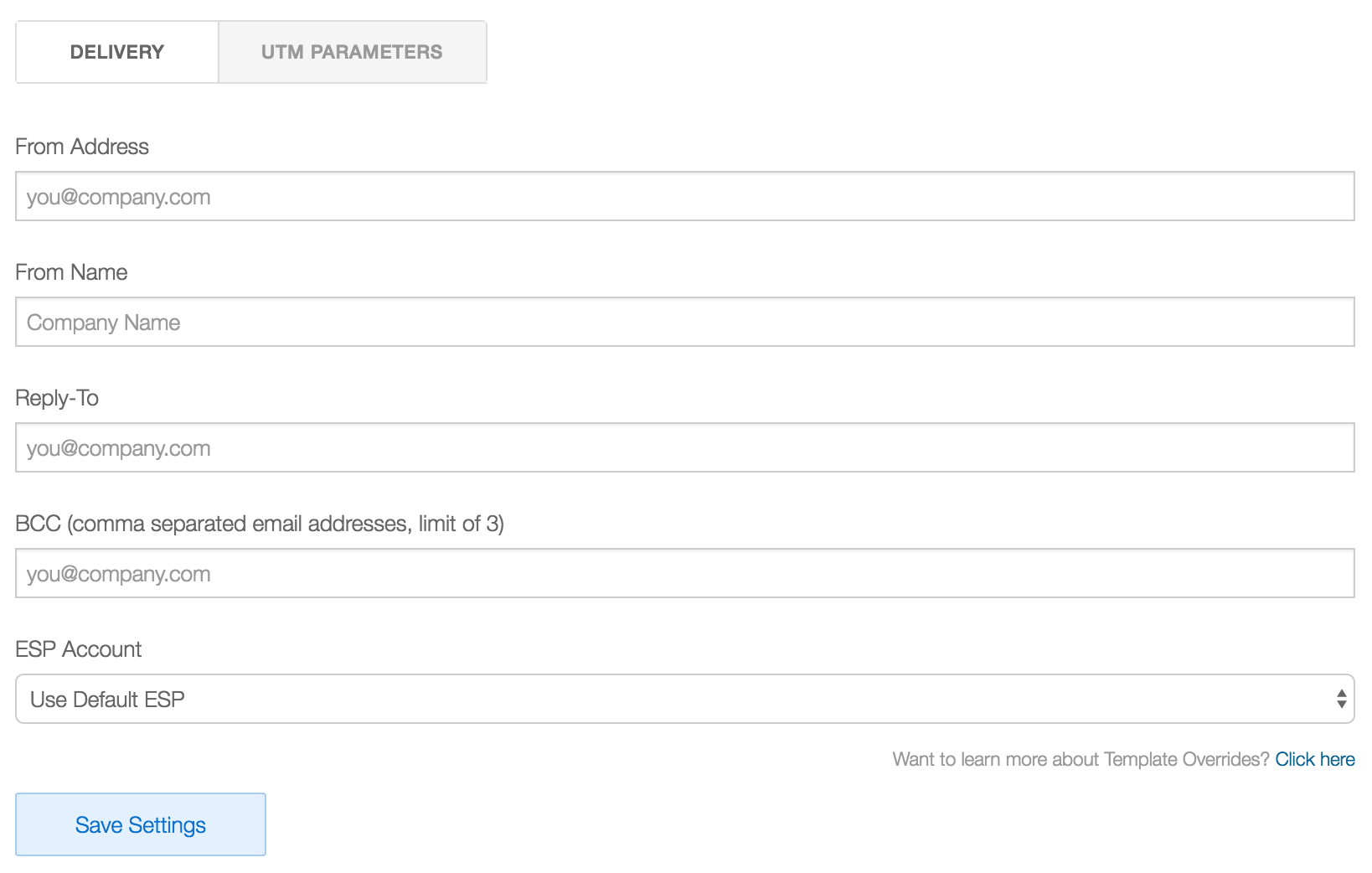 Template Override Settings