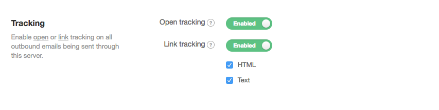 Postmark Tracking Settings