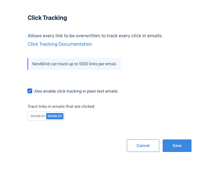 SendGrid Click Tracking