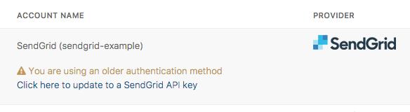 SendGrid Legacy Warning
